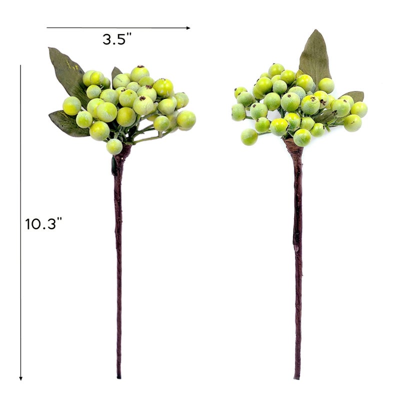 M2cbridge Pack of 6 Green Artificial Berry Stems Christmas Picks Wreath Ornament(Green) - Image 3