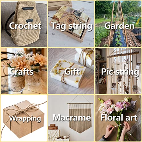 PH PERKHOMY PerkHomy 1100FT Jute Twine String 2mm 3ply Natural Thin Twine for Craft Gardening Gift Wrapping Packing Material Wedding Christmas Decoration Bulk - Image 4