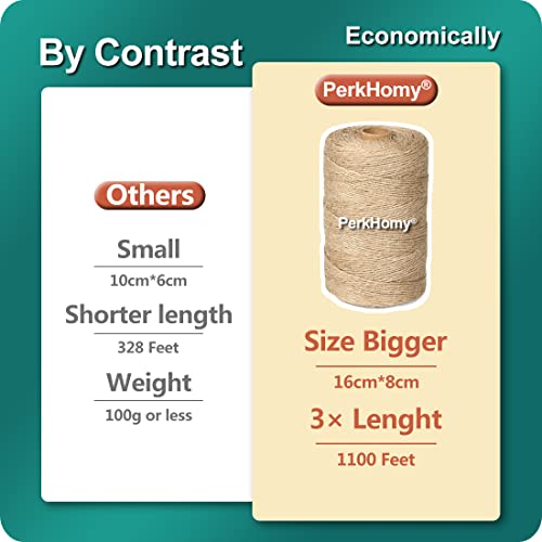 PH PERKHOMY PerkHomy 1100FT Jute Twine String 2mm 3ply Natural Thin Twine for Craft Gardening Gift Wrapping Packing Material Wedding Christmas Decoration Bulk - Image 3