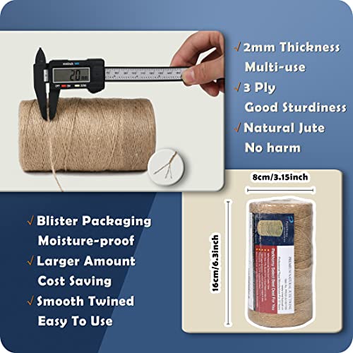 PH PERKHOMY PerkHomy 1100FT Jute Twine String 2mm 3ply Natural Thin Twine for Craft Gardening Gift Wrapping Packing Material Wedding Christmas Decoration Bulk - Image 2