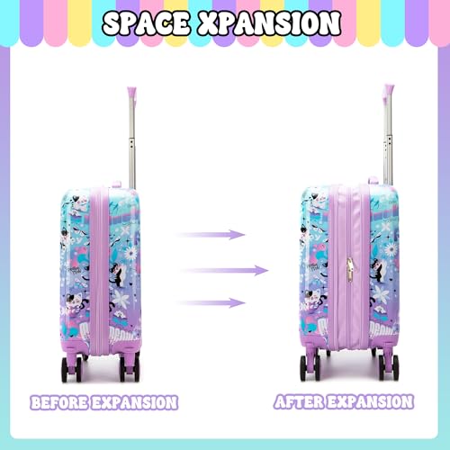 Homskiii Cute Cat Kid's Luggage Set 2 Piece Suitcase Set 16" Hardside Luggage with Spinner Wheels Girls Carry on Toddler Travel Rolling Luggage Airline Approved - Image 4