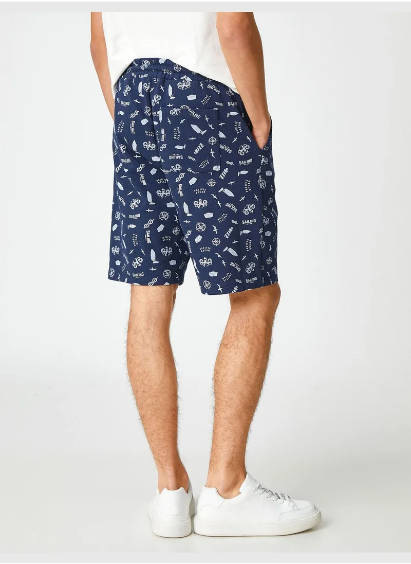 كوتون Shorts Drawstring Pockets Printed Detail