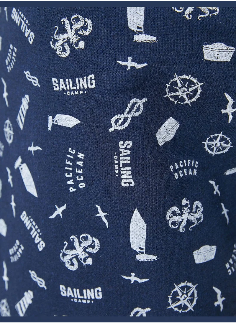 كوتون Shorts Drawstring Pockets Printed Detail