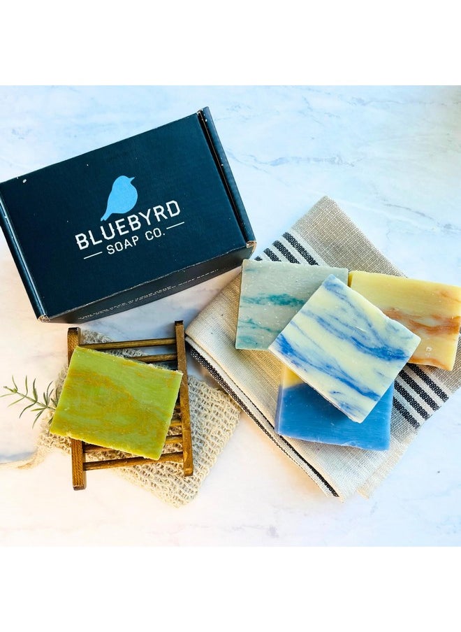 BLUEBYRD SOAP CO. - Bluebyrd Fresh & Clean Handmade Soap Bar Gift Set For Women & Men5 Pc. Variety Pack Natural Cold Pressed Bath & Body Cleansing Barocean Clean Cotton Sea Salt White Tea Irish Clover (Fresh) - Image 1