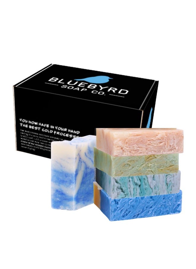 BLUEBYRD SOAP CO. - Bluebyrd Fresh & Clean Handmade Soap Bar Gift Set For Women & Men5 Pc. Variety Pack Natural Cold Pressed Bath & Body Cleansing Barocean Clean Cotton Sea Salt White Tea Irish Clover (Fresh) - Image 1