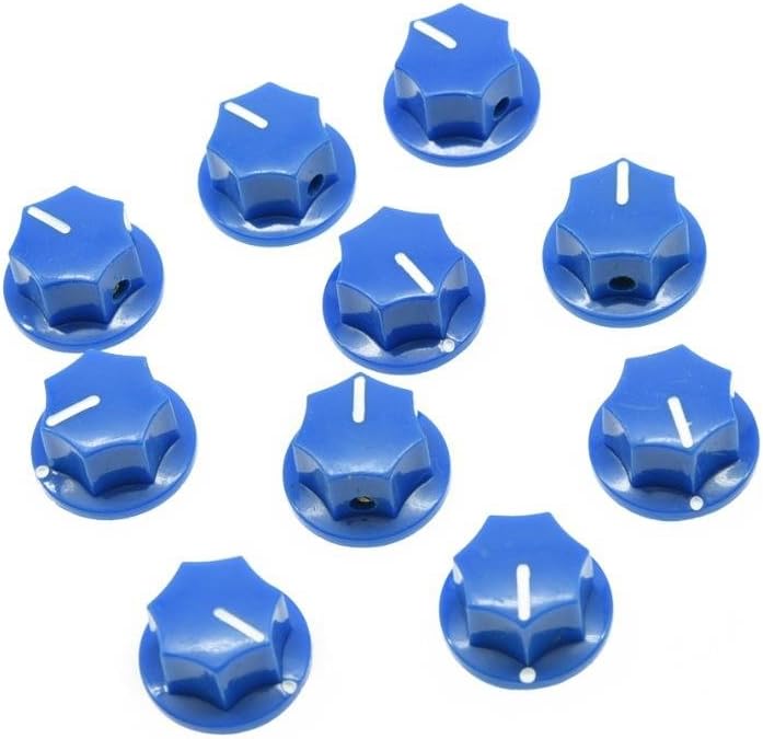 10pcs Blue Mini MXR Style Skirted AMP Knob Brass Insert Effect Pedal Knobs