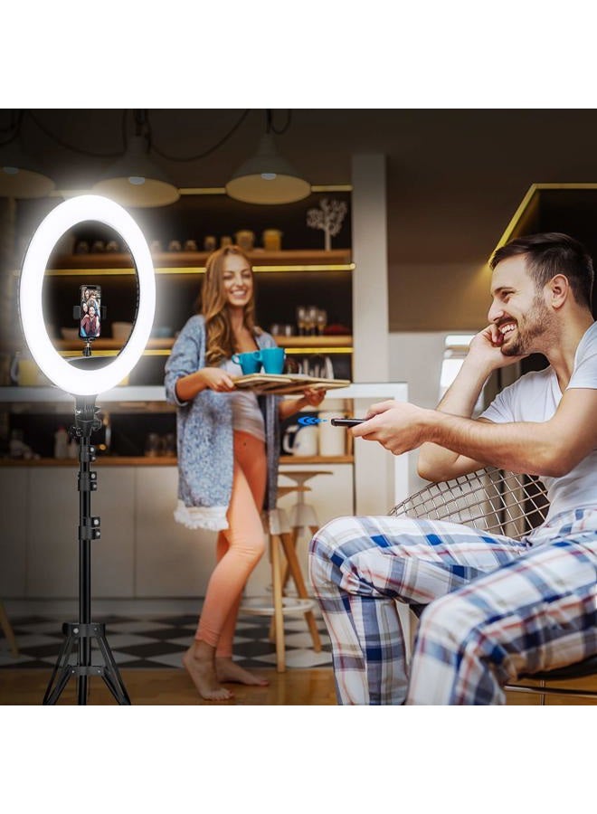 Yesker حلقة ضوء 18" مع جهاز تحكم عن بعد وشاشة LCD مع حامل ثلاثي 65W LED حلقة ضوء ثنائية اللون 3200-5500K CRI≥95 لتصوير البورتريه والبث المباشر وتصوير فيديو تيك توك واجتماعات زوم والتعليم عبر الإنترنت - Image 2