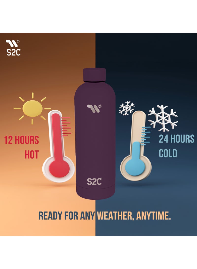 S2C Water Bottle Stainless Steel 750Ml - Double Wall Insulated Water Bottles For Hot Water Gym Bottle Stainless Steel Water Bottle For Kids School Flask Bottle Hot Water Bottle - Image 4