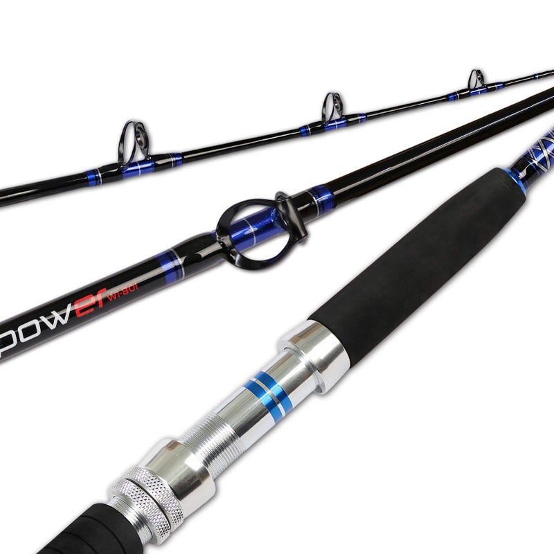 Fiblink 1-Piece/ 2-Piece Saltwater Offshore Trolling Rod Big Game Rod Conventional Boat Fishing Pole (1-Piece, 5'6" - 50-80lbs) - Image 1