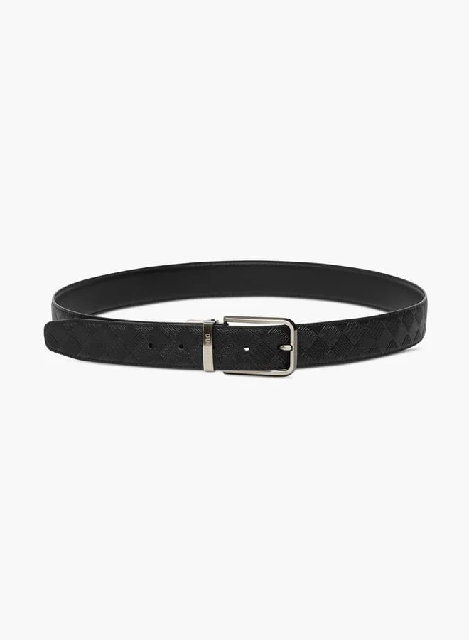 دوتشيني Men Textured Belt with Pin Buckle Closure