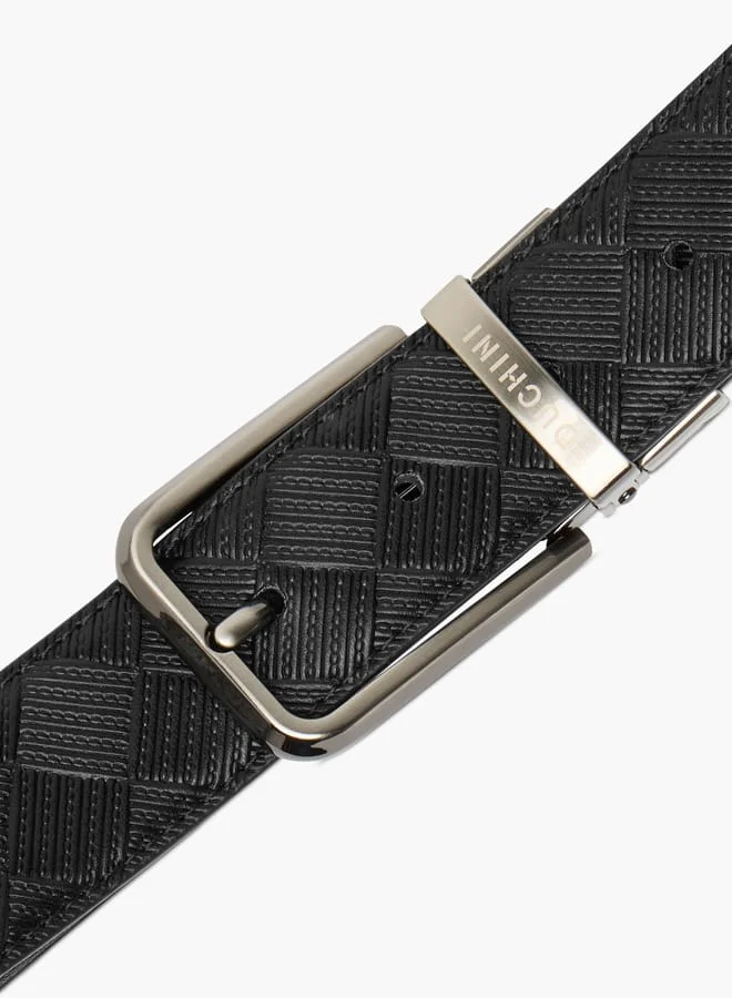 دوتشيني Men Textured Belt with Pin Buckle Closure