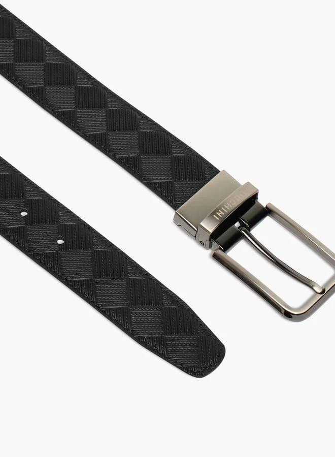 دوتشيني Men Textured Belt with Pin Buckle Closure