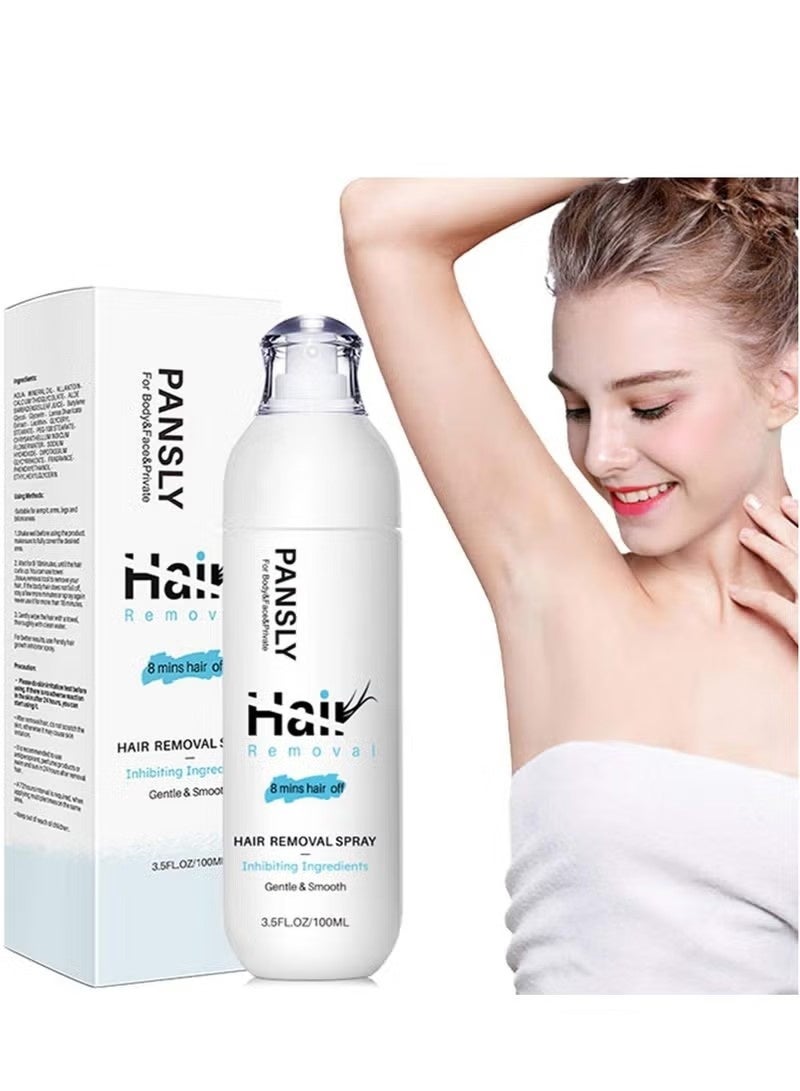 PANSLY Non-Irritating Hair Removal Cream & Spray for Men and Women (100ML), Painless Moisturizing Formula for Legs, Arms, Underarms, and Bikini – Smooth, Silky Skin for Sensitive Areas - Image 2