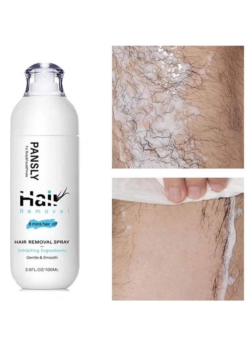 PANSLY Non-Irritating Hair Removal Cream & Spray for Men and Women (100ML), Painless Moisturizing Formula for Legs, Arms, Underarms, and Bikini – Smooth, Silky Skin for Sensitive Areas - Image 5
