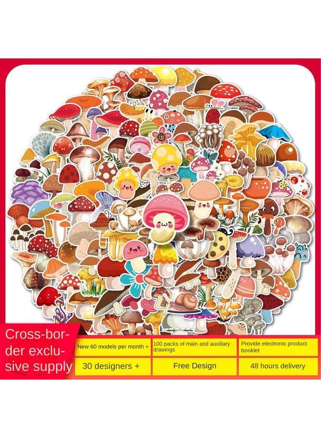 Bluejw 200 Mushroom Stickers Cartoon Plant Mushroom Cute Children's Award Stationery Water Cup Notebook Graffiti Sticker - Image 2