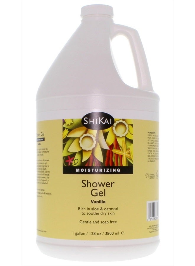 SHIKAI Daily Moisturizing Shower Gel (Vanilla, 1 gallon) | With Hydrating Aloe Vera & Oatmeal | Scented Body Wash for Dry Skin Relief - Image 1