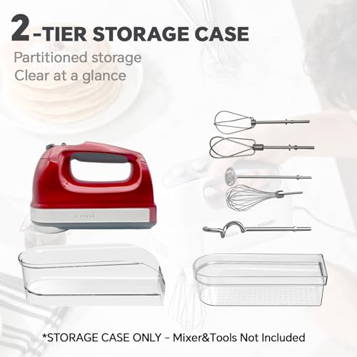 Flybok Hand Mixer Storage Case for KitchenAid KHM5/KHM6/KHM7/KHM9 Series Ultra Power Speed Hand Mixers, Double layer Crylic Transparent Storage Box (Hand Mixer Not Included) (Storage Case) - Image 3