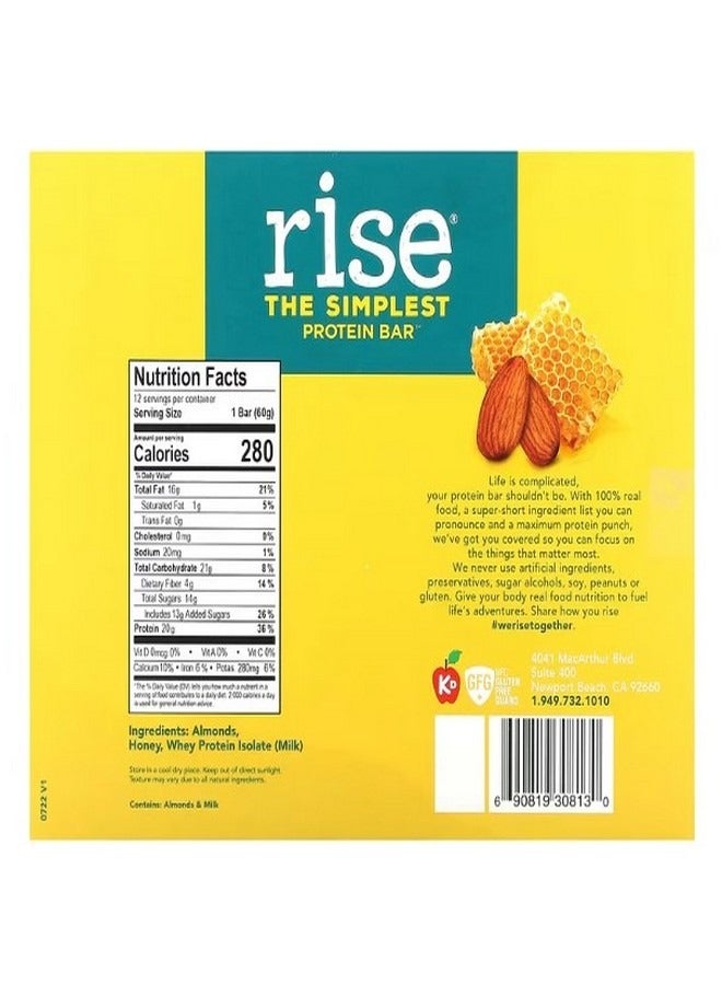 ارتفاع شريط The Simplest Protein Bar Almond Honey 12 Bars 2.1 oz 60 g Each - Image 2