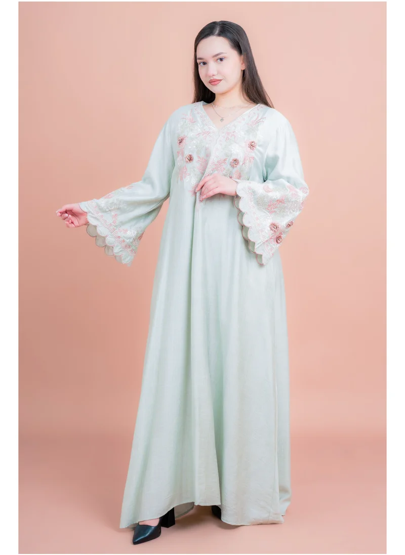 IKKXA Modern Embroidered Jalabiya IK4013 Green