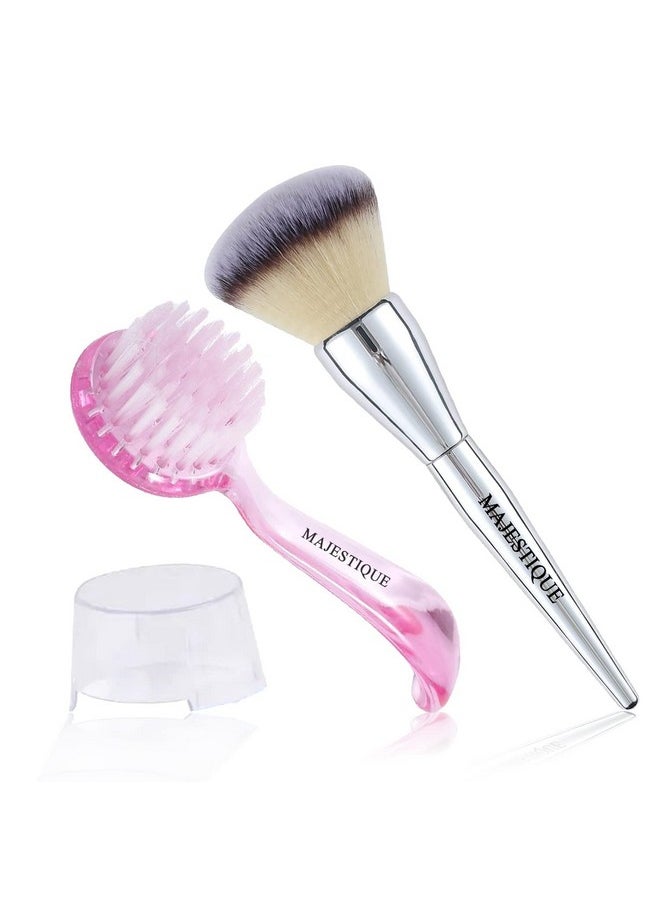 MAJESTIQUE Majestique Foundation Powder Brush & Facial Cleansing Brush, Application for Liquid, Cream, and Powder - Color May Vary  - Image 1