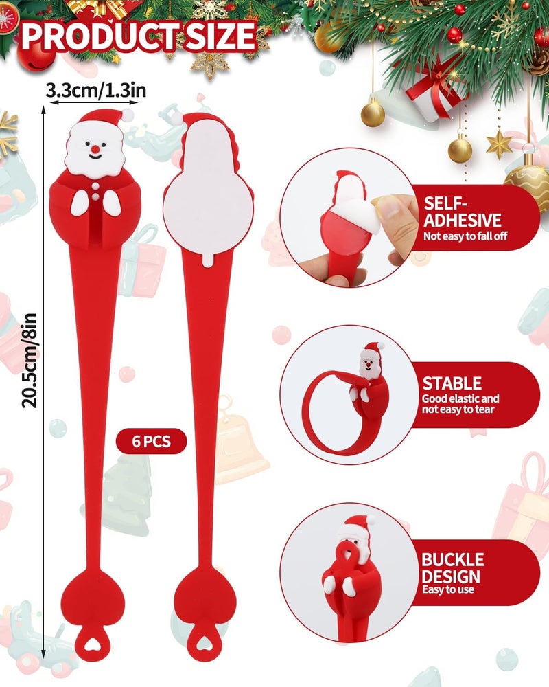 OXDFK 6 PCS Christmas Garland Hanger for Mantle Garland Hooks, Christmas Wreath Ties, Fireplace Stocking Holder, Silicone Adhesive Wreath Hooks for Fireplace Mantle, Stairways Banister (Red) - Image 2