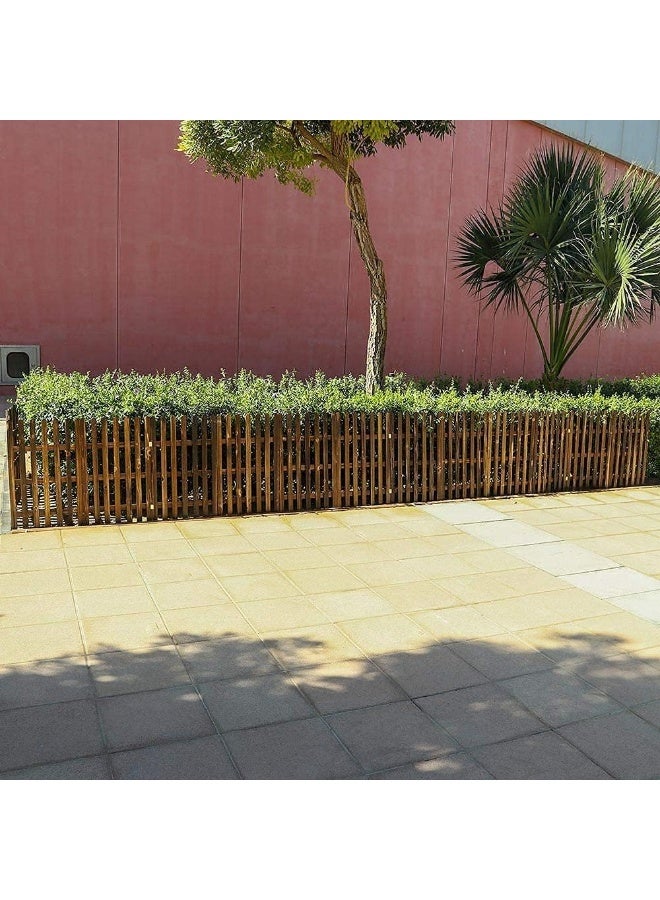 LINGWEI Wooden Garden Fence Border 160x40x.5cm Brown Decorative Outdoor Panels Natural Wood Barrier - Image 4