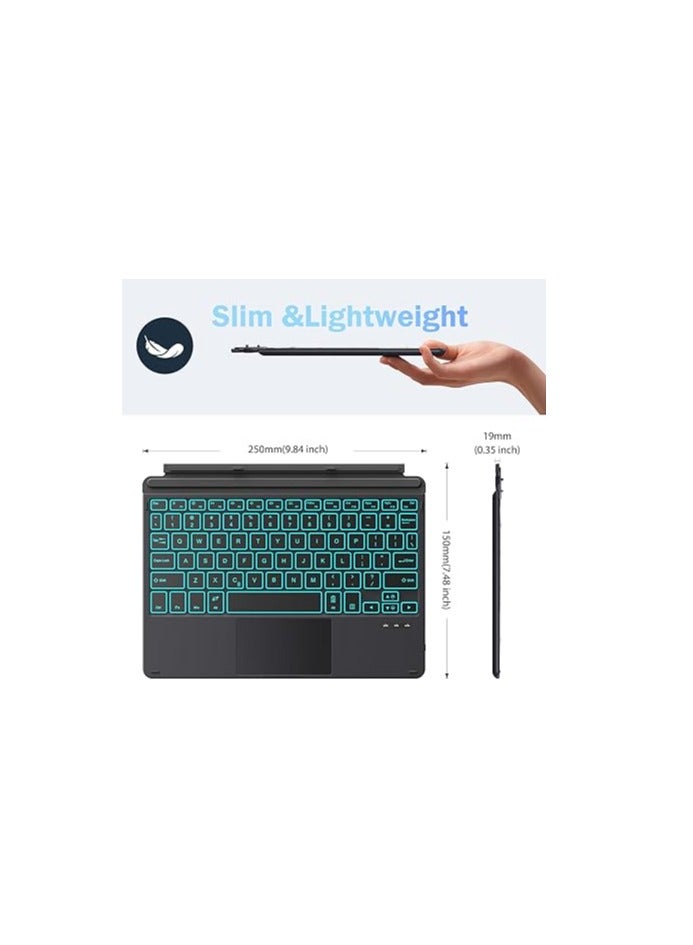 MoKo Bluetooth Keyboard Compatible with Microsoft Surface Go 4 (2023) / Go 3 (2021) / Go 2 2020 / Go 2018, Slim Wireless Bluetooth Keyboard with Trackpad, 7 Colours LED Backlight, Black - Image 3