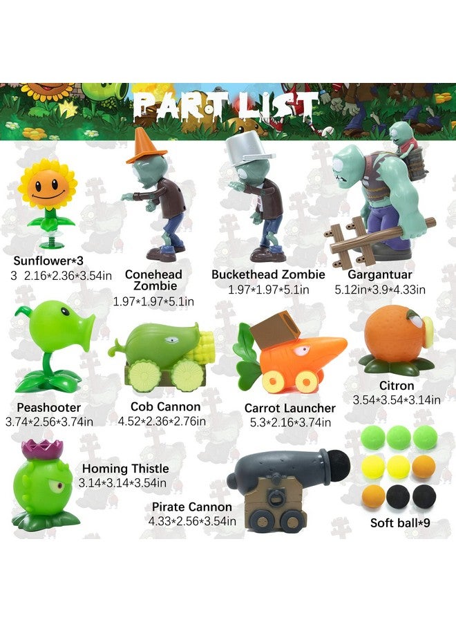 Maikerry مجموعة تماثيل مايكيري للنباتات والزومبي 12 قطعة - مجموعة شخصيات أكشن من PVZ، هدايا رائعة لعيد الميلاد للأولاد والبنات - مع خريطة ساحة معركة مقاومة للماء - Image 2