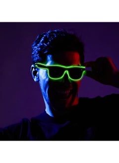 Sweet seven Light up EL Wire Neon Rave Glasses  1Pcs LED Visor Glasses Luminous Glasses for Rave Parties Halloween and EDM Festivals 3 Modes Glow in the Dark Flashingfor Kids and Adults(Green)  - Image 1