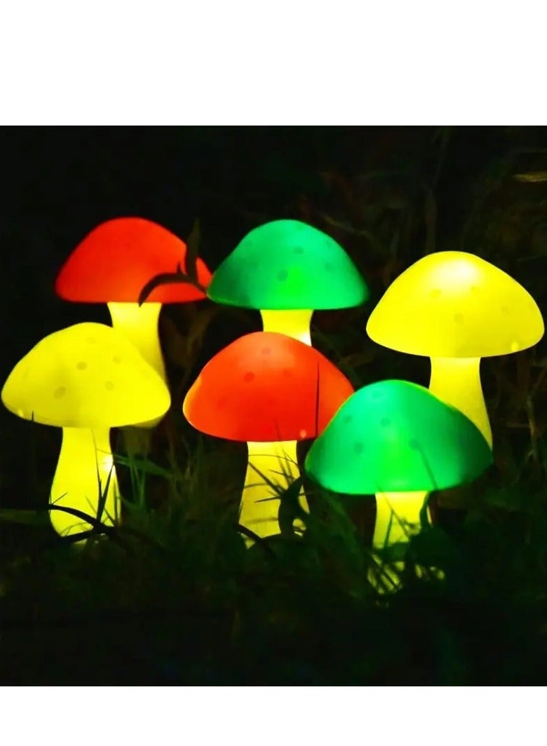 Outdoor mushroom solar 6 pcs LED light string, outdoor garden decoration courtyard garden solar channel light - Image 4