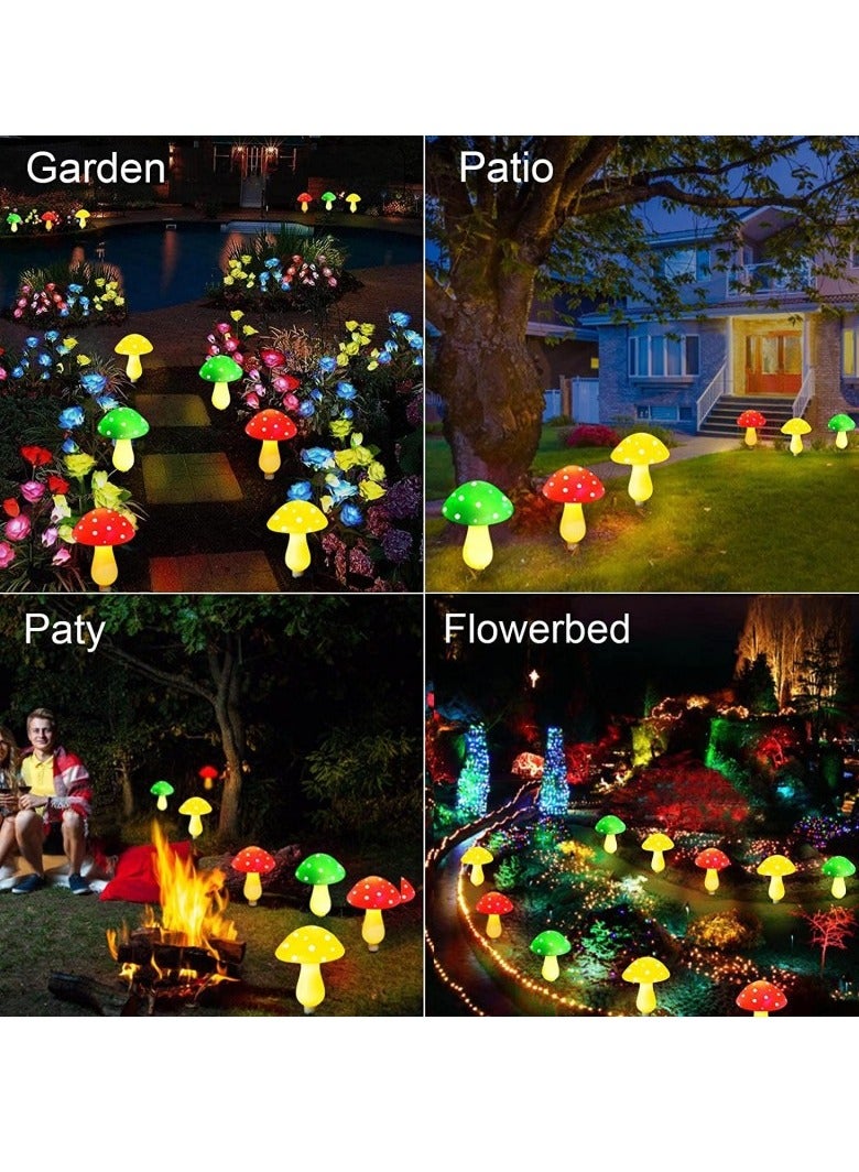 Outdoor mushroom solar 6 pcs LED light string, outdoor garden decoration courtyard garden solar channel light - Image 1