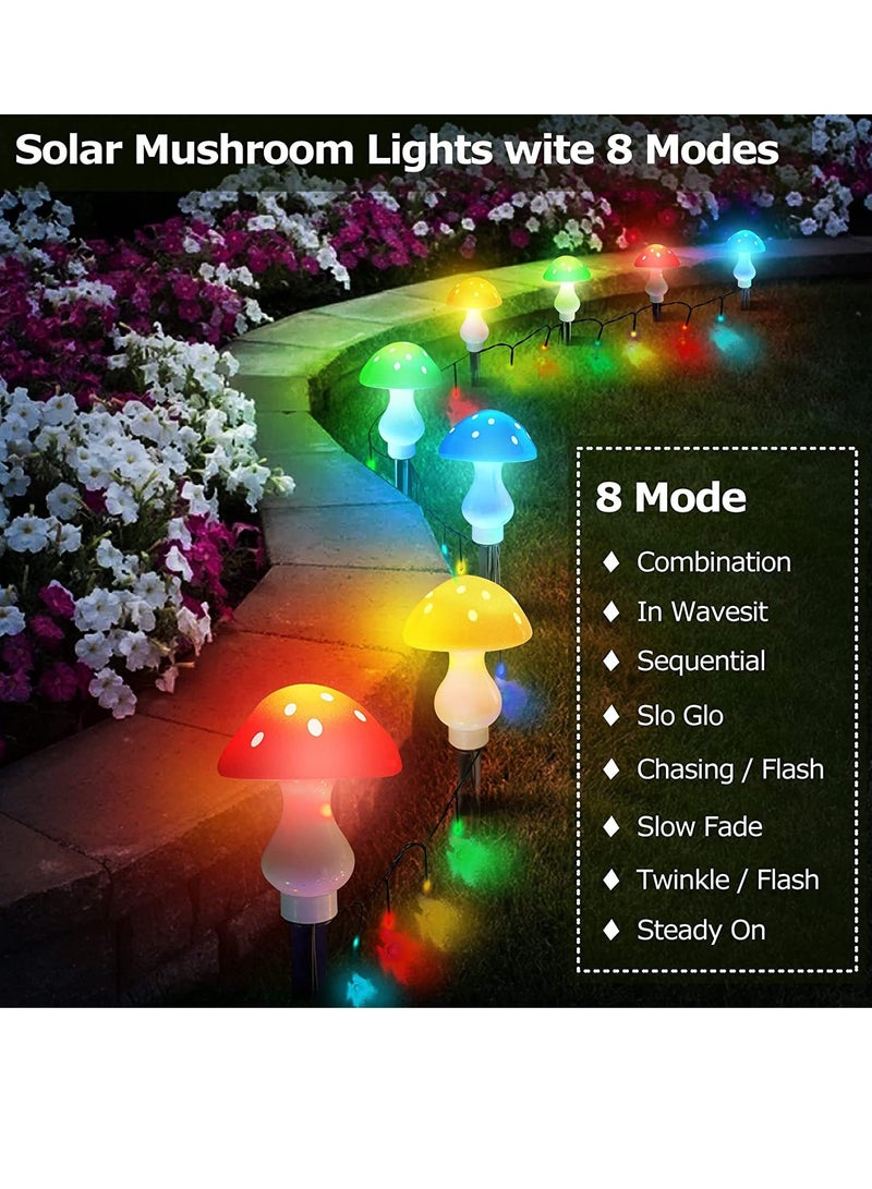 Outdoor mushroom solar 6 pcs LED light string, outdoor garden decoration courtyard garden solar channel light - Image 2