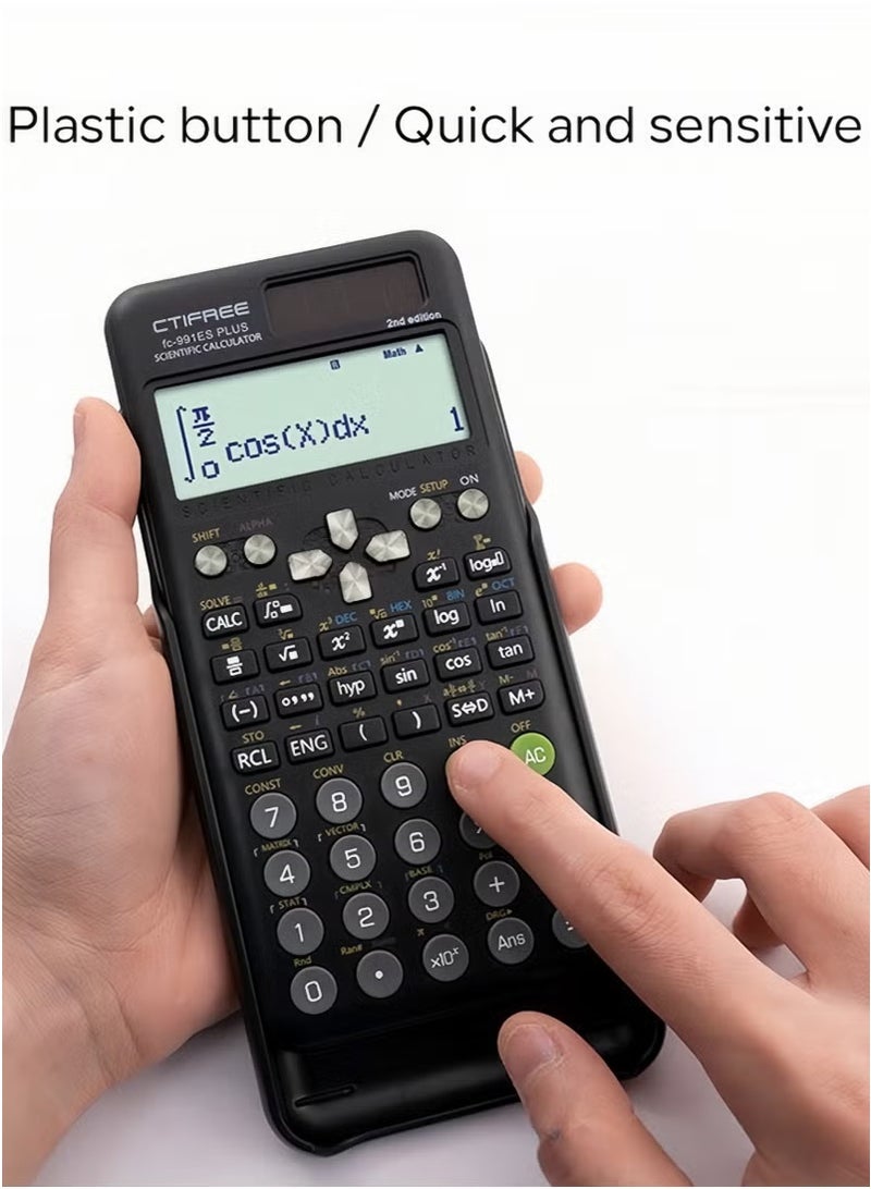 CTIFREE Scientific Calculator FX-991ES Plus 2nd Generation – 417 Functions, Dual Power (Solar/Battery), Natural Textbook Display – Ideal for Students, Schools & Colleges Black - Image 4