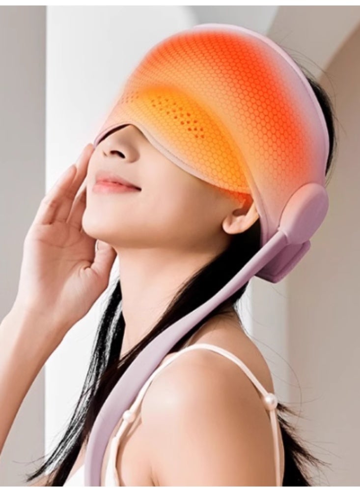 Head Massager Sleep Aid Massager Scalp, Eye, Neck Fully Automatic Hot Compress Massage Cap to Unblock Meridians Upgraded Violet Edition - Image 1
