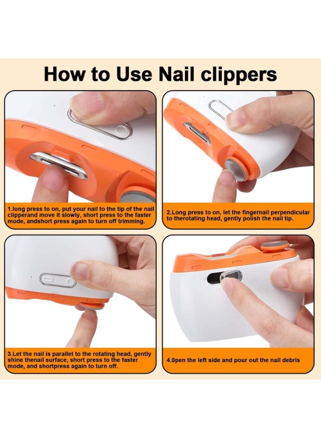 Relex Electric Nail Clipper with Nail File, 2 in 1 Rechargeable & Gentle Nail Trimmer with LED Light for Baby and Seniors - Image 5