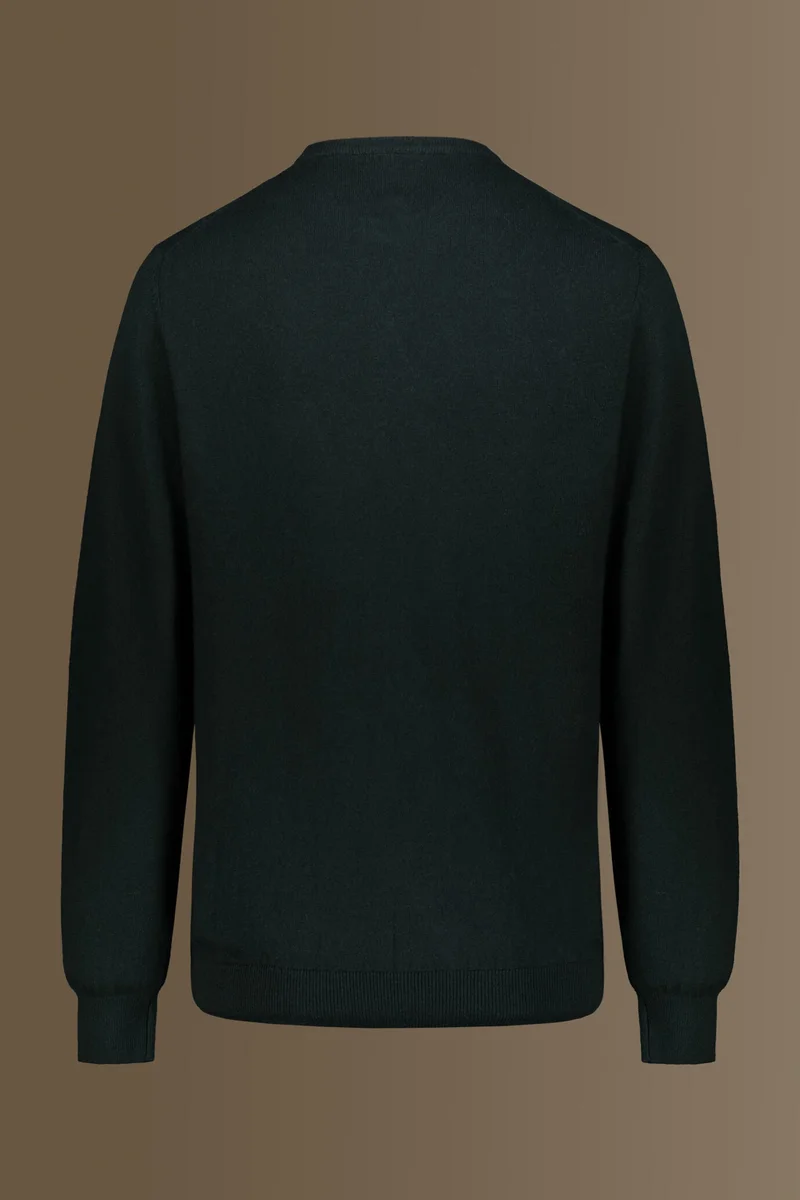 دوبل غانغر Round neck sweater in cotton- wool blend - DK Green