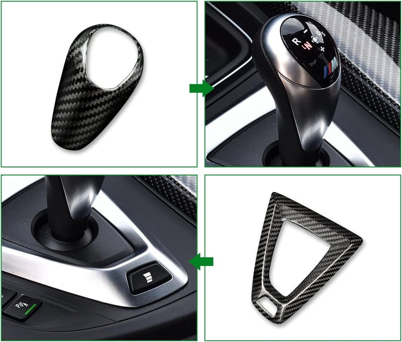 AIRSPEED Carbon Fiber Gear Shift Knob Cover Trim for BMW M2 M3 M4 (2014-2018), Black - Image 3