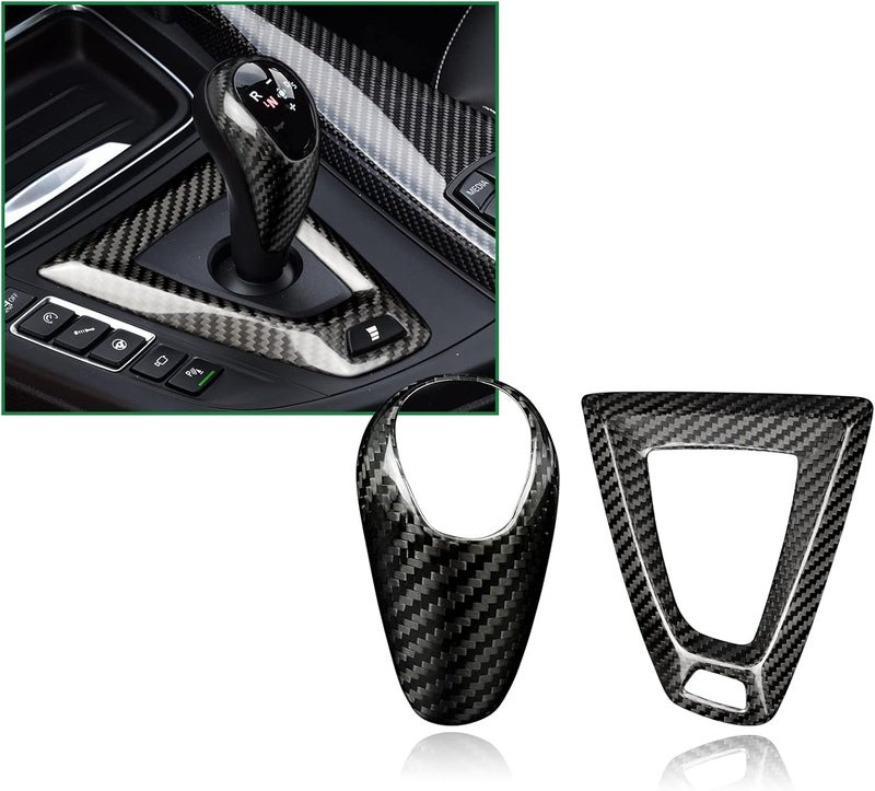 AIRSPEED Carbon Fiber Gear Shift Knob Cover Trim for BMW M2 M3 M4 (2014-2018), Black - Image 1