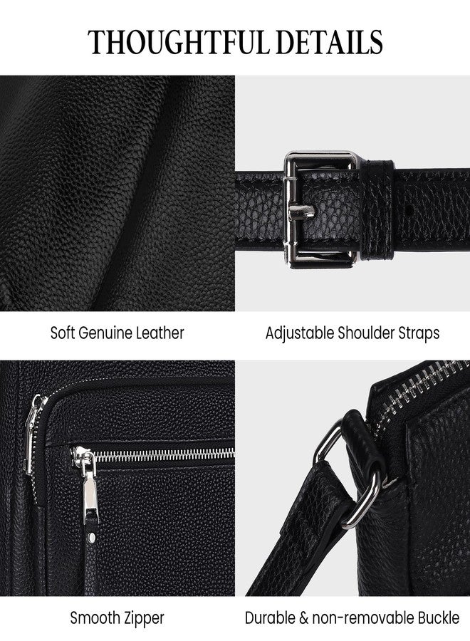befen حقائب كروس بودي جلدية أصلية للنساء، حقيبة جلدية سوداء مع محفظة مدمجة، حقيبة كتف نسائية مع حماية من RFID وأكياس بسحاب متعددة - Image 5