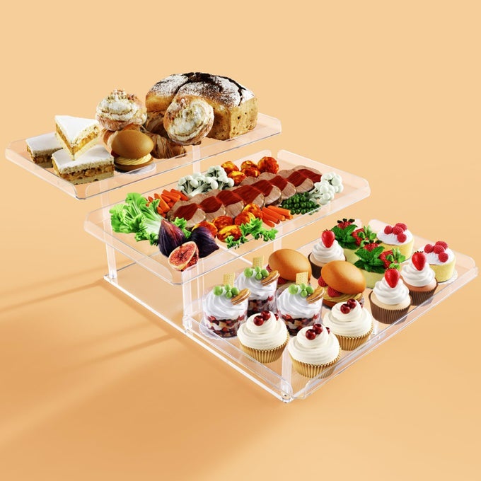 3 Tier Serving Tray for Entertaining Acrylic Dessert Table Display Set for Party Supplies Serving Platters and Trays for Food Cupcake Buffet Dessert Risers Stands for Weddings Baby Shower