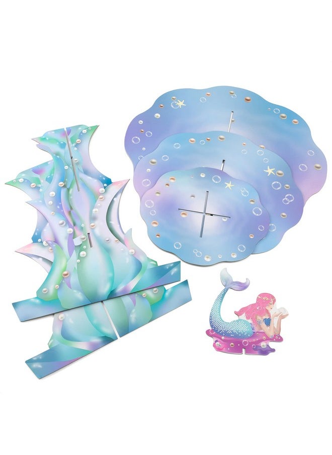 Decor365 Pink Blue Mermaid Cupcake Stand For Under The Sea Party Table Decorations Mermaid Birthday Cup Cake Decoration Ocean Beach Pool Side Birthday Party Cake Stand For Girls Birthday Party Supplies  - Image 4