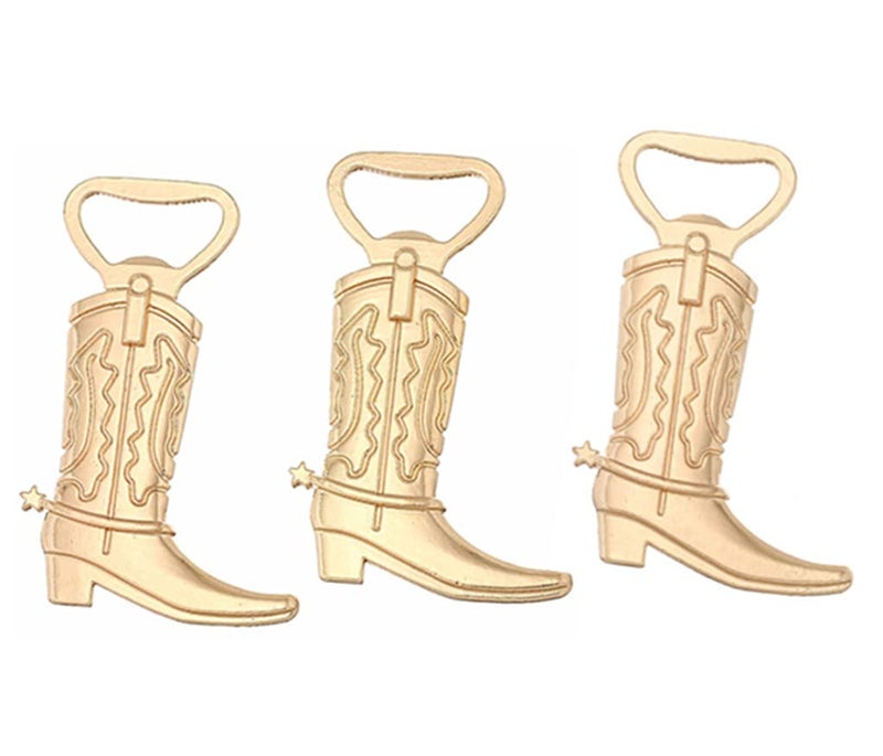Kinteshun Cowboy Boot Bottle Opener for Wedding Party Favor (12pcs,Gold Tone) - Image 1