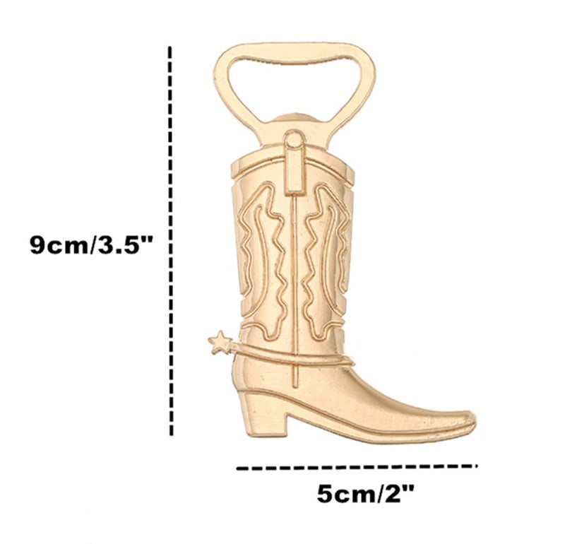 Kinteshun Cowboy Boot Bottle Opener for Wedding Party Favor (12pcs,Gold Tone) - Image 3