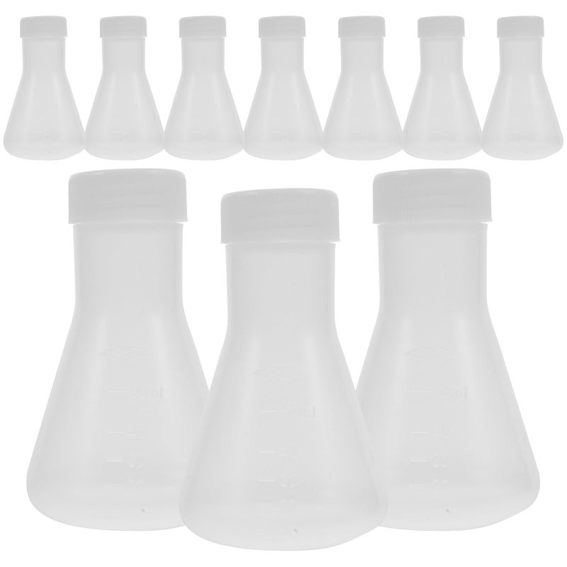 10pcs 50ml Pp Plastic Conical Flasks With Lids For Laboratory Chemistry Experiment - Image 2