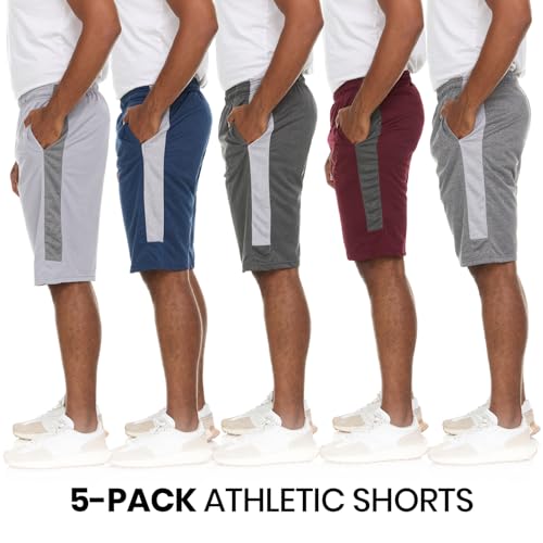 Essential Elements Athletic Shorts for Men - Men's Basketball Shorts - Sports Shorts for Workout, Gym, Running (5 Pack/Set D, Small) - Image 2