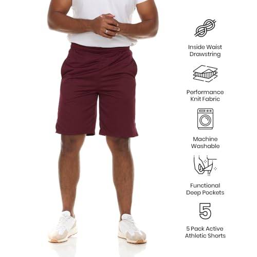 Essential Elements Athletic Shorts for Men - Men's Basketball Shorts - Sports Shorts for Workout, Gym, Running (5 Pack/Set D, Small) - Image 5