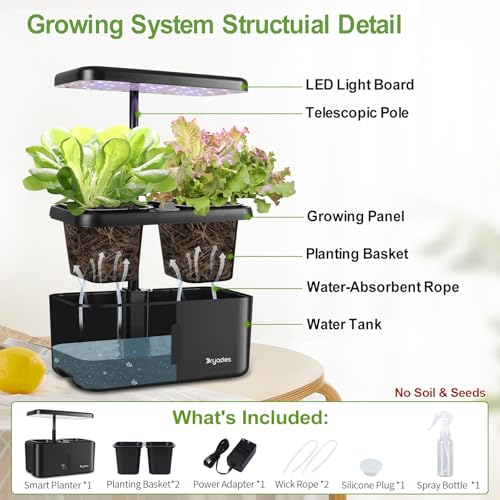 DRYADES Indoor Garden System 19 Watt LED Growing Light Upgrade 2 Self-Watering Soil-Cultivated Growing Pots Gardening Gifts for Mom Plant Pot for Vegetables Herbs Tomato(No Seeds&Soil) - Image 5