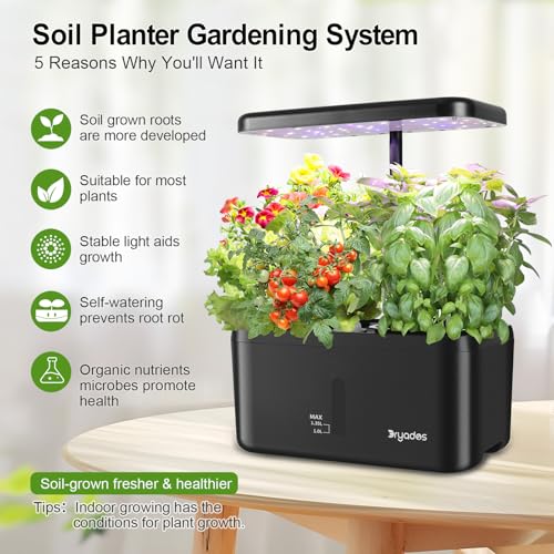 DRYADES Indoor Garden System 19 Watt LED Growing Light Upgrade 2 Self-Watering Soil-Cultivated Growing Pots Gardening Gifts for Mom Plant Pot for Vegetables Herbs Tomato(No Seeds&Soil) - Image 2