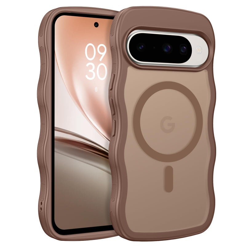 BENTOBEN Magnetic for Google Pixel 10 Case Cute, Curly Wavy Pixel10 Case [Compatible with MagSafe], Anti-Slip Shockproof Matte Slim Women Girls Boys Phone Cover for Google 10 6.3", Desert Titanium - Image 1