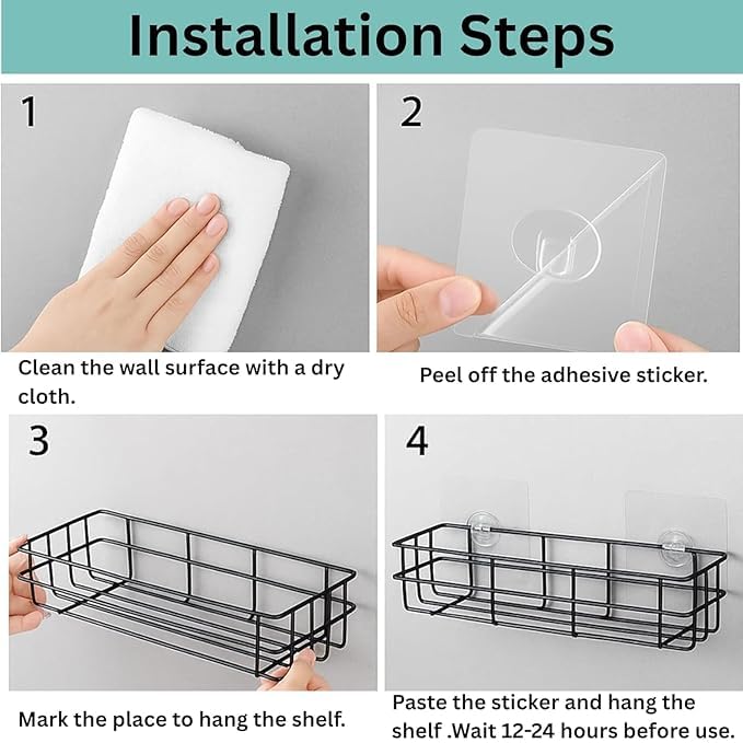 PulGos 𝟏 𝐏𝐜 Bathroom Wall Shelf with 2 Adhesive Hooks – 𝐑𝐮𝐬𝐭 𝐅𝐫𝐞𝐞 Without Drill Multipurpose Storage Rack | Space-Saving Durable Wall Stand Organizer for Kitchen, Toilet, Home & Office Use - Image 2